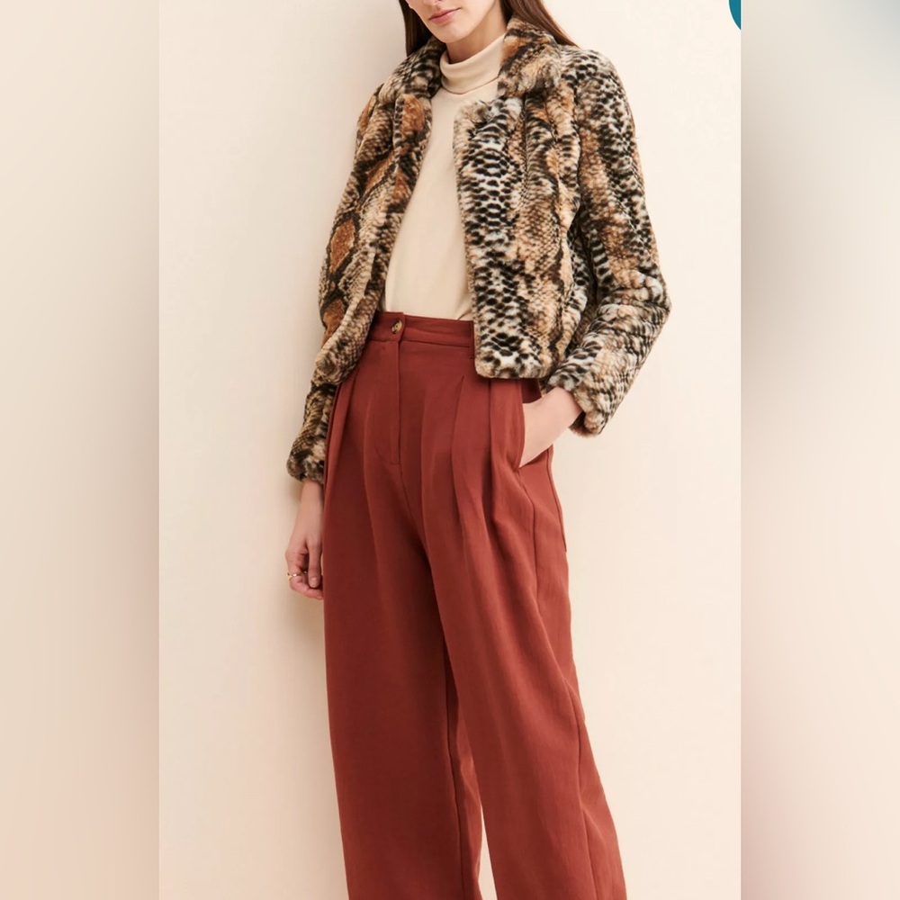 Blank NYC Faux Fur CroppedJacket with Animal Print